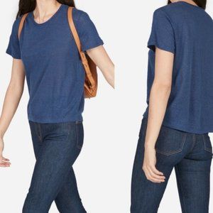 Everlane The Linen Box-Cut Tee in Navy Blue Size Small